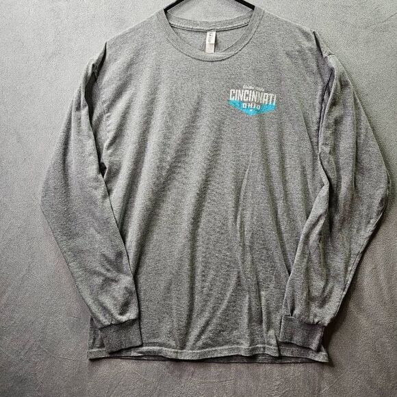 Cincinnati Ohio Shirt Mens Size Large Gray Long Sleeve Jerzees Drip Power - Picture 1 of 9